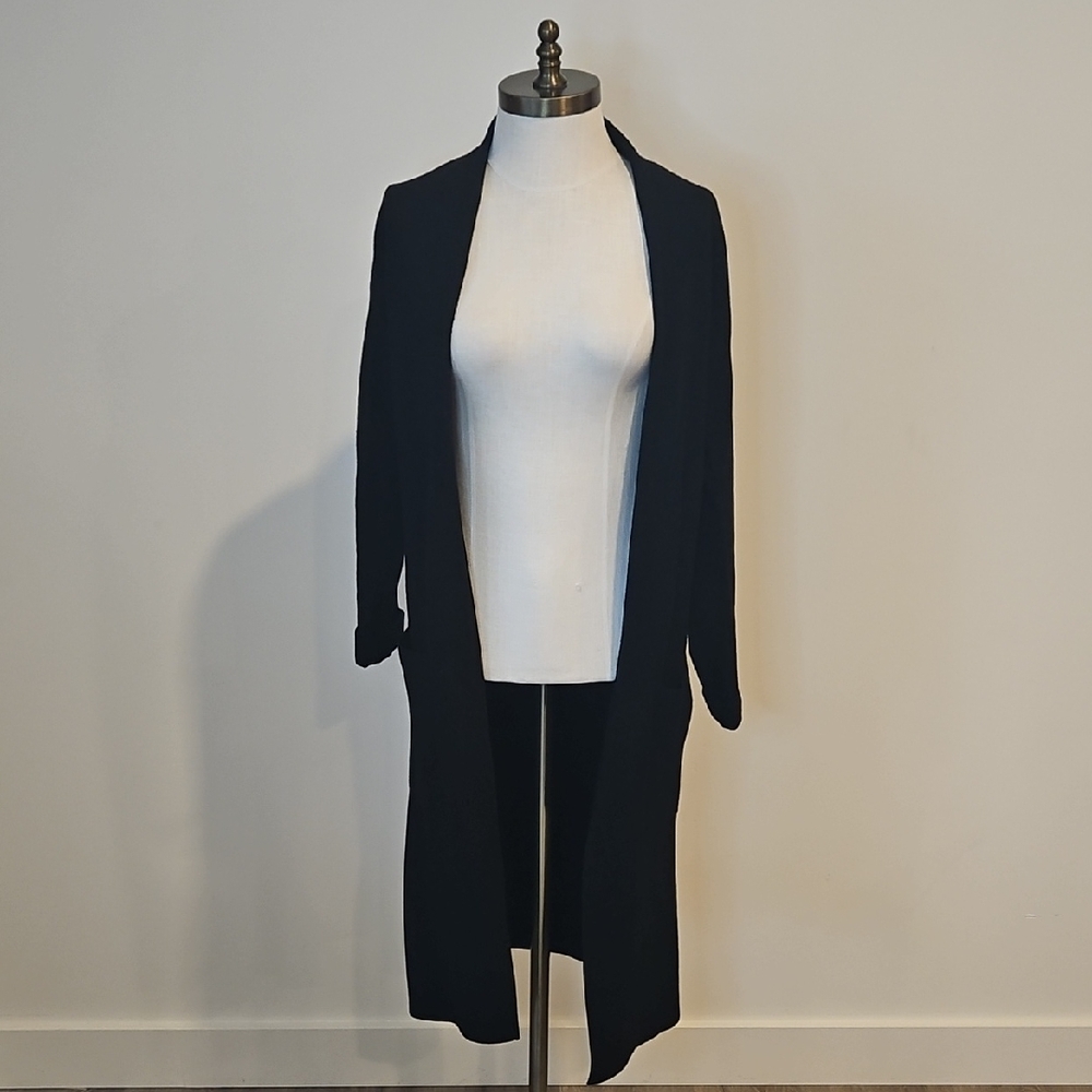 Aritzia Babaton Black Duster Cardigan with Tie Waist